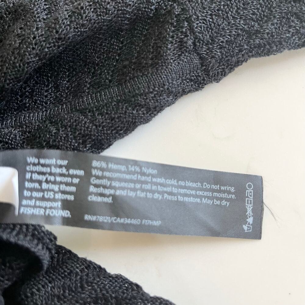 Eileen Fisher Black Hemp Sheer Knit High Low Pullover Sweater Top Size M - Picture 9 of 10